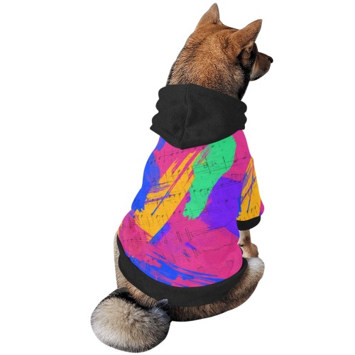 Groovy Paint Brush Strokes with Music Notes Pet Dog Hoodie
