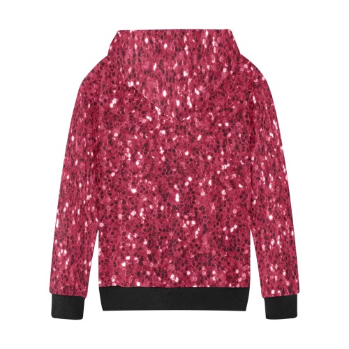 Magenta dark pink red faux sparkles glitter Kids' All Over Print Hoodie (Model H38)