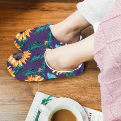 Sunflower meadow Women's Non-Slip Cotton Slippers (Model 0602)