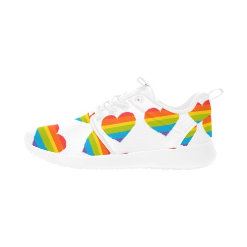 Gay Pride Hearts Women's Pull Loop Sneakers (Model 02001)