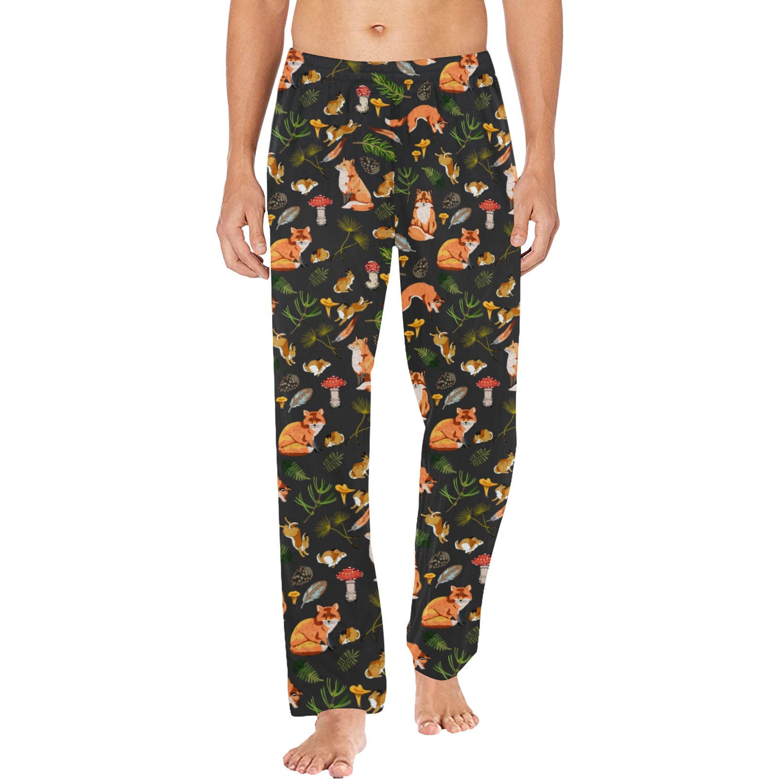 Foxes & rabbits autumn forest II-02 Men's Pajama Trousers