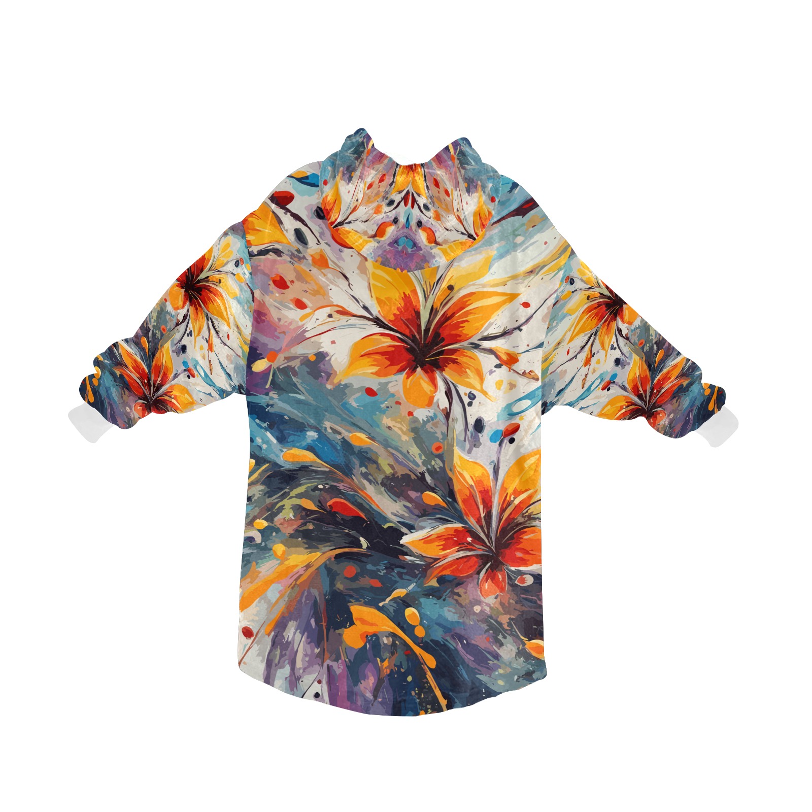 Amazing orange flowers and colorful background. Blanket Hoodie for Women