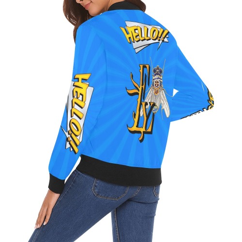 Hello!! Collectable Fly All Over Print Bomber Jacket for Women (Model H19)
