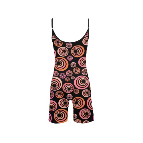 Retro Psychedelic Pretty Orange Pattern Women's Short Yoga Bodysuit