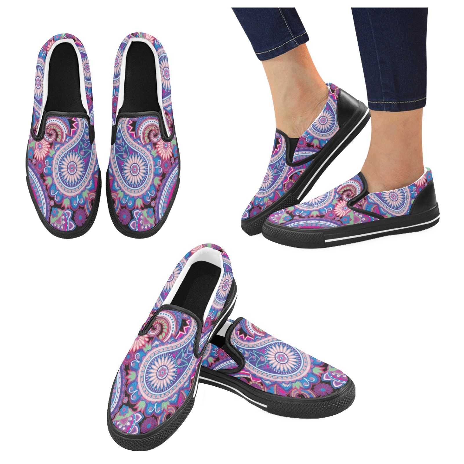 Seamless pattern based on traditional Asian elements Paisley_107916152.jpg Men's Slip-on Canvas Shoes (Model 019)