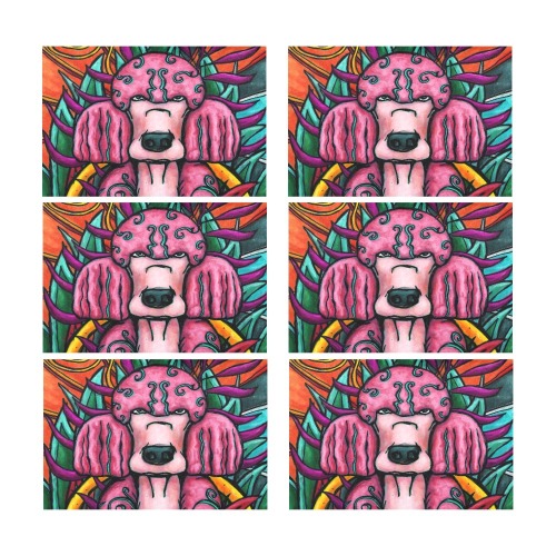 pink poodle Placemat 12’’ x 18’’ (Set of 6)