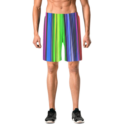 A Rainbow Of Stripes Men's All Over Print Elastic Beach Shorts (Model L20)