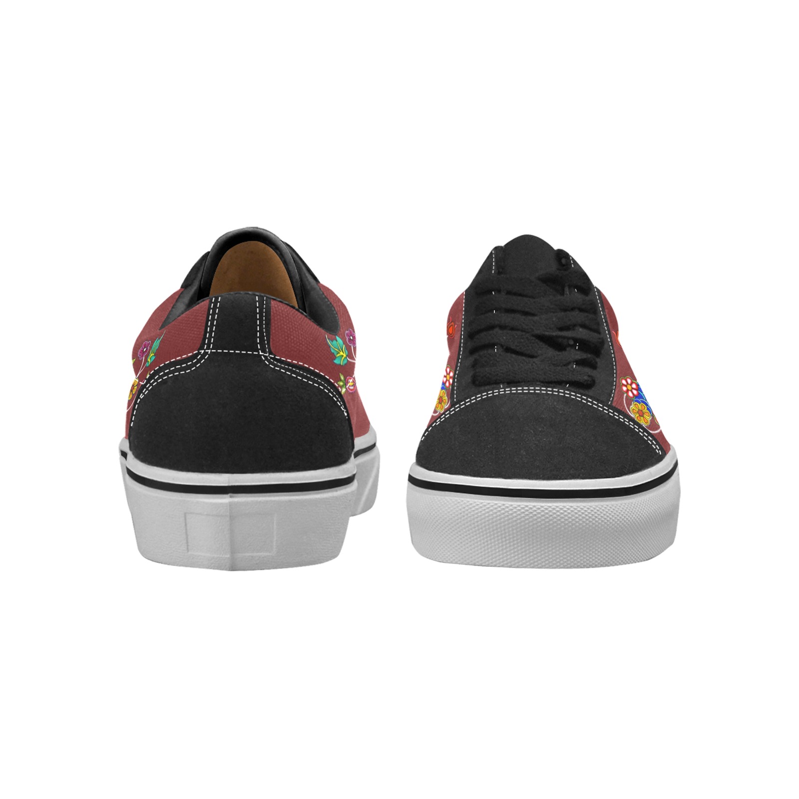 maroon Men's Low Top Skateboarding Shoes (Model E001-2)