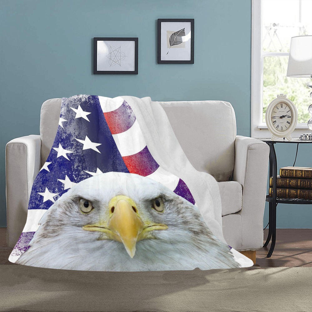American Flag and Bald Eagle Ultra-Soft Micro Fleece Blanket 50"x60"