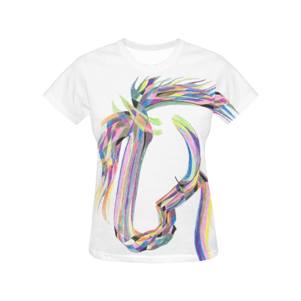 Rainbow Horse By Myra All Over Print T-Shirt for Women (USA Size) (Model T40)
