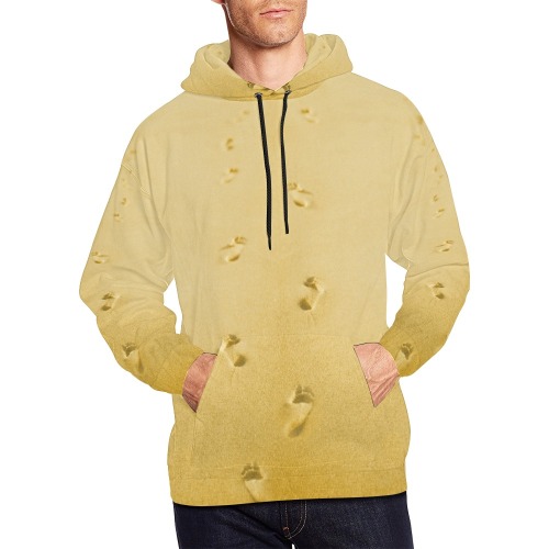 feet on the beach-gold All Over Print Hoodie for Men (USA Size) (Model H13)