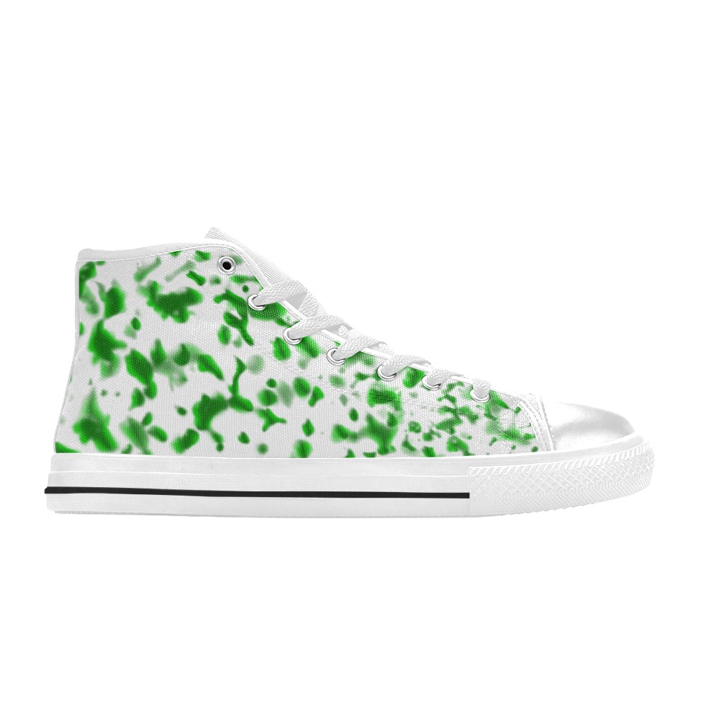 Paint Spatter Green Women's Classic High Top Canvas Shoes (Model 017)