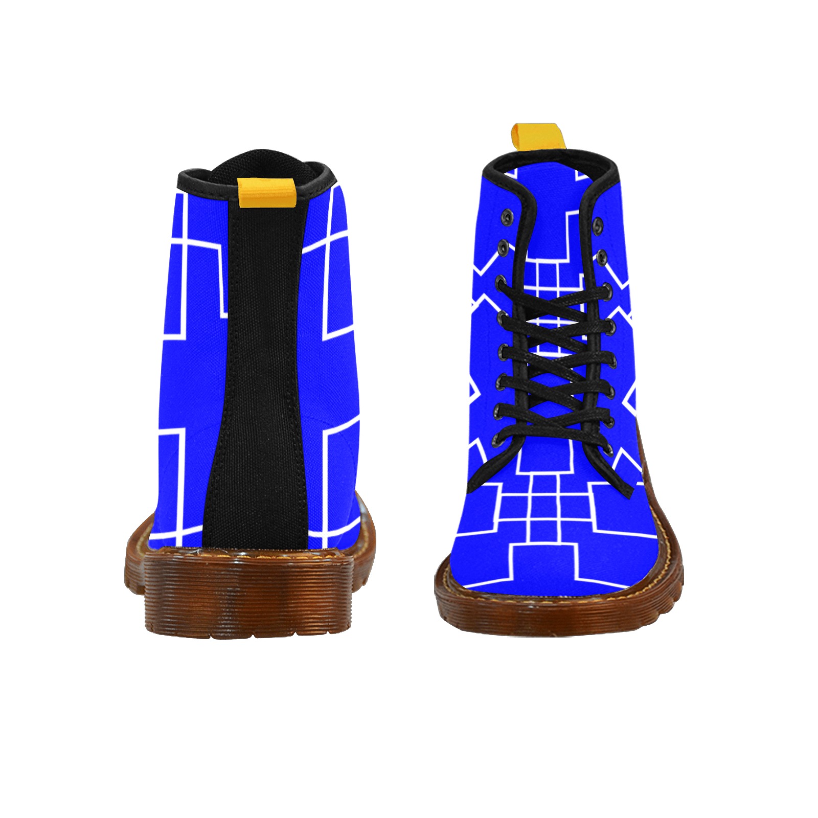 White InterlockingCrosses Wavy Blue Martin Boots For Men Model 1203H