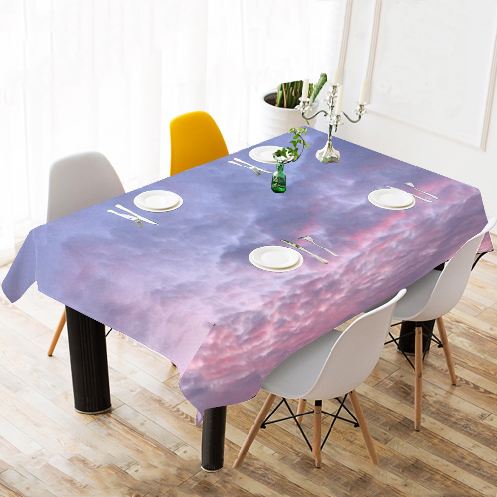 Morning Purple Sunrise Collection Cotton Linen Tablecloth 60"x 104"