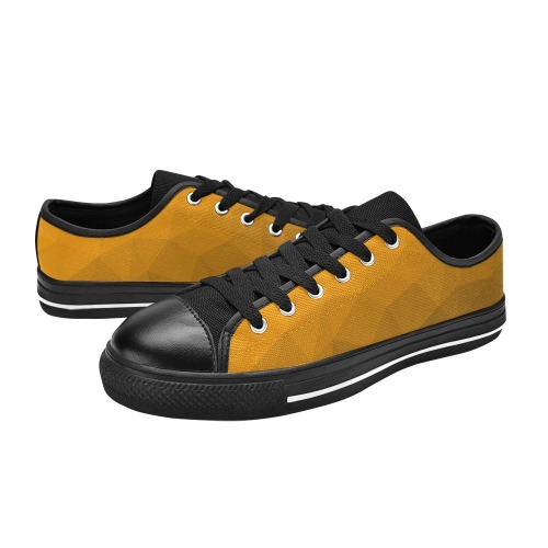 Orange gradient geometric mesh pattern Men's Classic Canvas Shoes (Model 018)