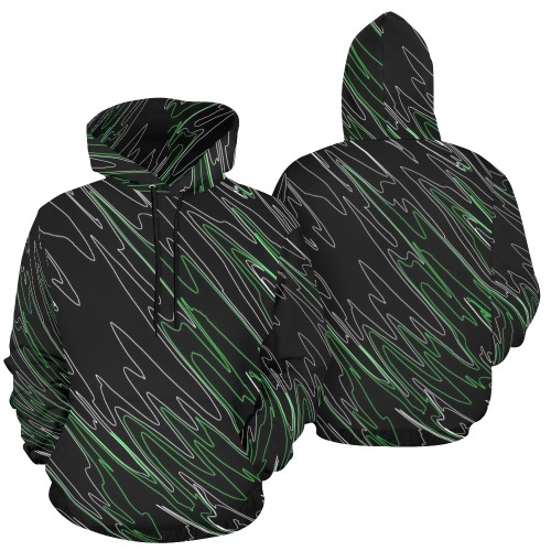 Marbled Black Green All Over Print Hoodie for Men (USA Size) (Model H13)