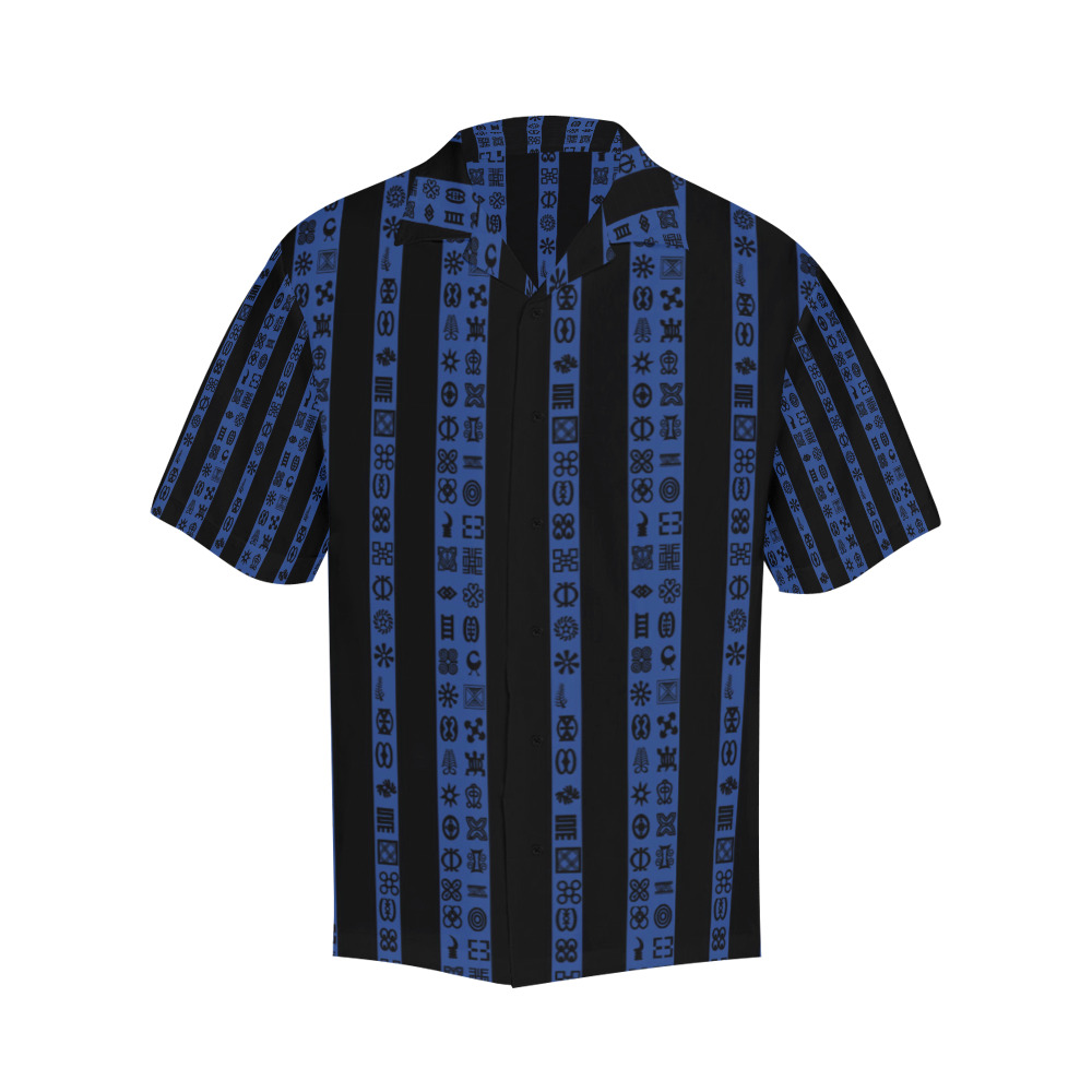Adinkra Stripes Black And Blue Hawaiian Shirt (Model T58)