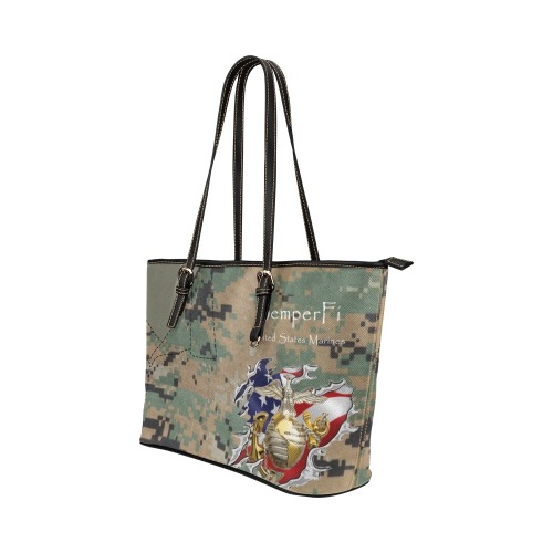 Marine Uniform Bust Out Bag Leather Tote Bag/Small (Model 1651)