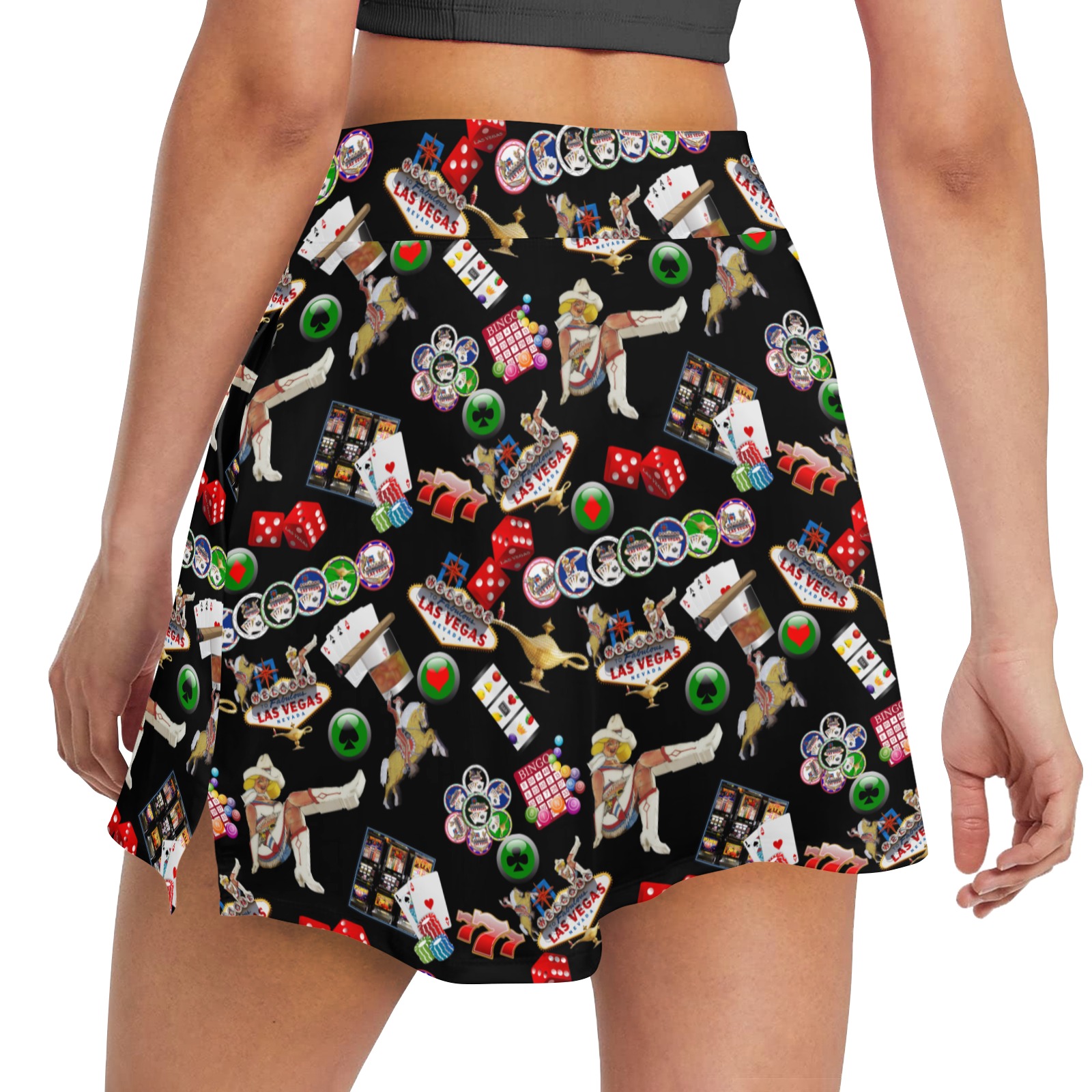 Las Vegas Gamblers Delight - Black Women's Golf Skirt with Pockets (Model D64)
