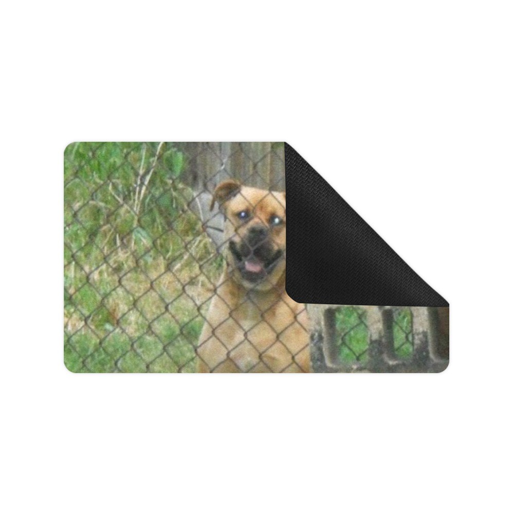 A Smiling Dog Doormat 30"x18" (Black Base)