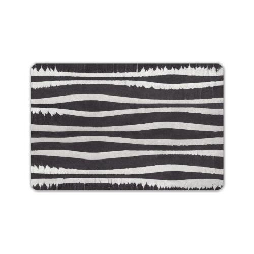 black and white zebra print Doormat 24"x16" (Black Base)