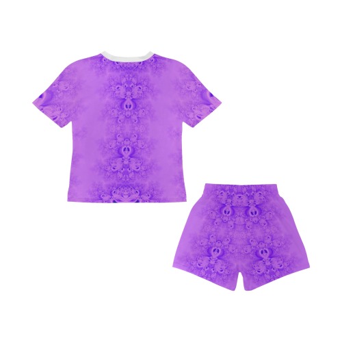Purple Lilacs Frost Fractal Little Girls' Short Pajama Set