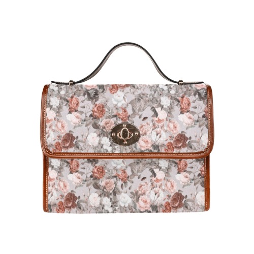 Blossom Waterproof Canvas Bag-Brown (All Over Print) (Model 1641)