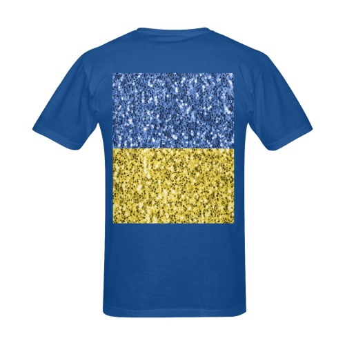 Blue yellow Ukraine flag glitter faux sparkles Men's Slim Fit T-shirt (Model T13)
