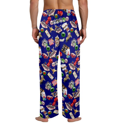 Las Vegas Icons on Blue Men's Pajama Trousers without Pockets