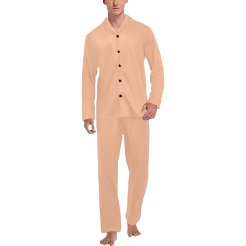 Peach Fuzz 2024 Men's V-Neck Long Pajama Set