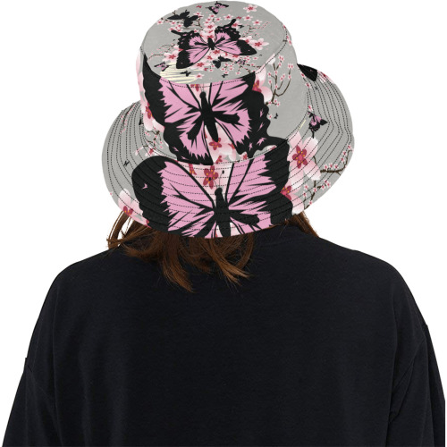 Cherry Blossom Butterflies Unisex Summer Bucket Hat
