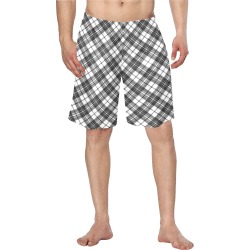 Tartan black white pattern holidays Christmas xmas elegant lines geometric cool fun classic elegance Men's Swim Trunk (Model L21)