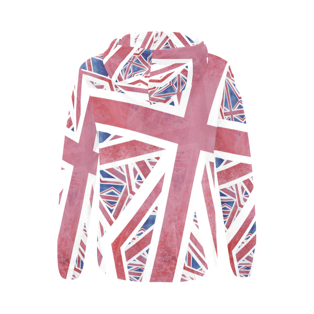 Abstract Union Jack British Flag Collage All Over Print Full Zip Hoodie for Women (Model H14)