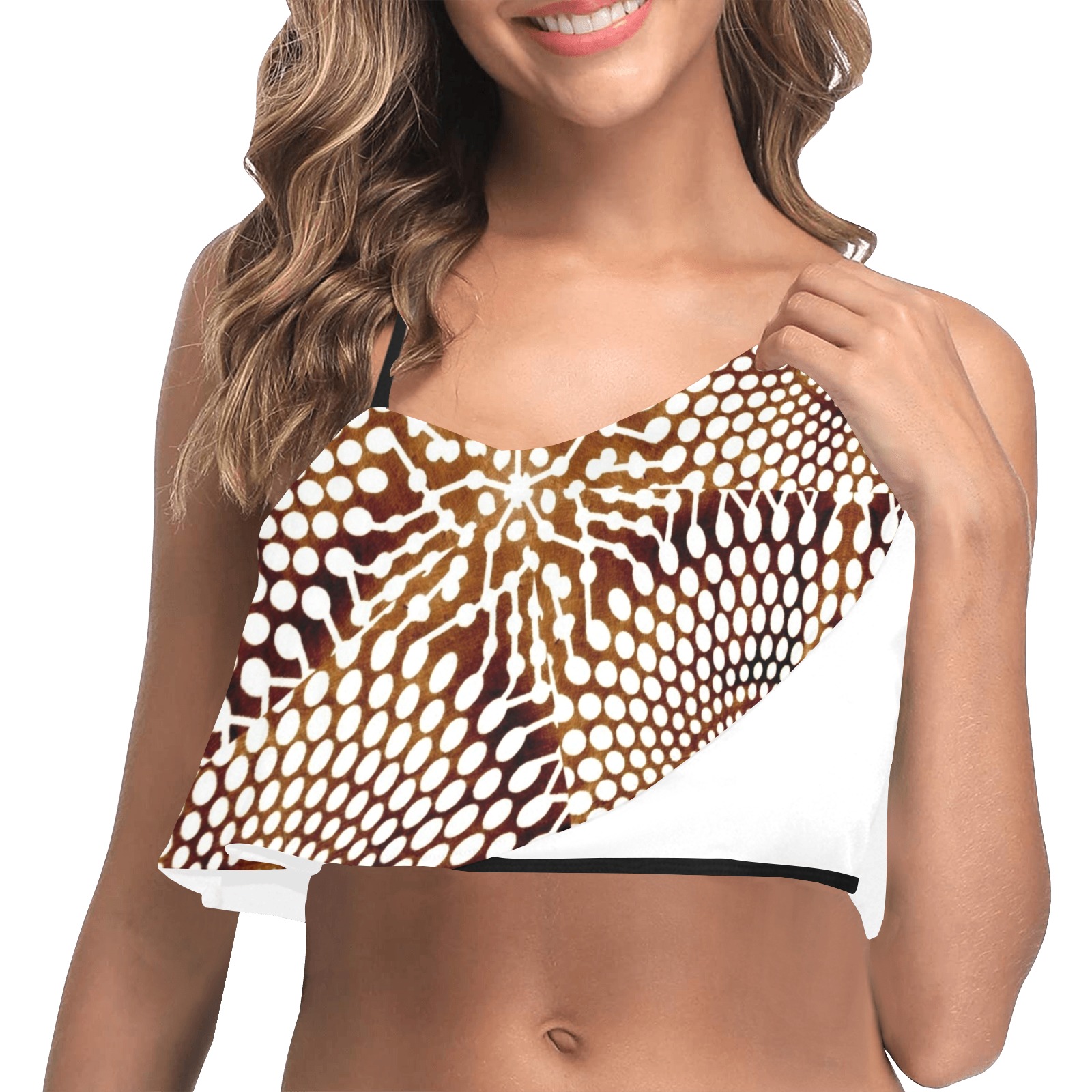 AFRICAN PRINT PATTERN 4 Ruffle Bikini Top (Model S13)