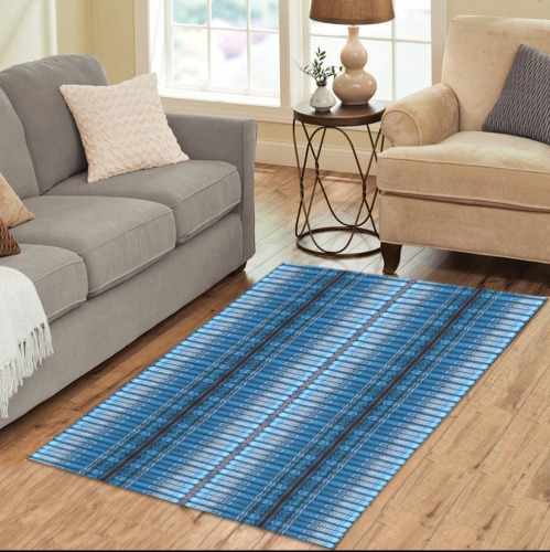bright blue fabric pillar's repeating pattern Area Rug 5'x3'3''