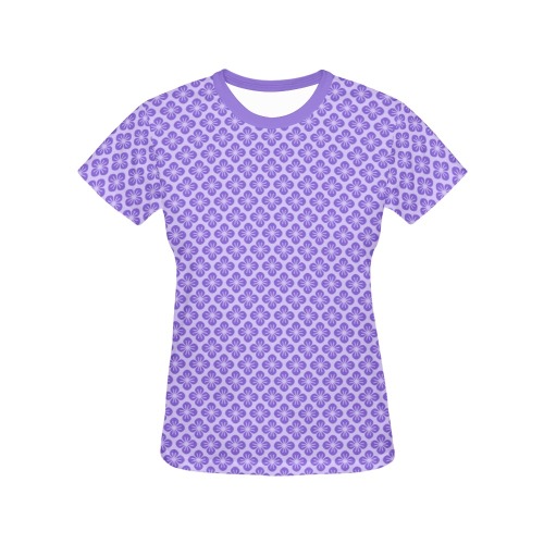 Purple Abstract Floral All Over Print T-Shirt for Women (USA Size) (Model T40)