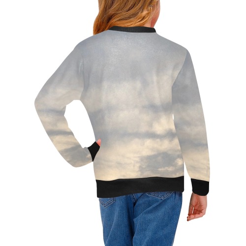 Rippled Cloud Collection Girls' All Over Print Crew Neck Sweater (Model H49)