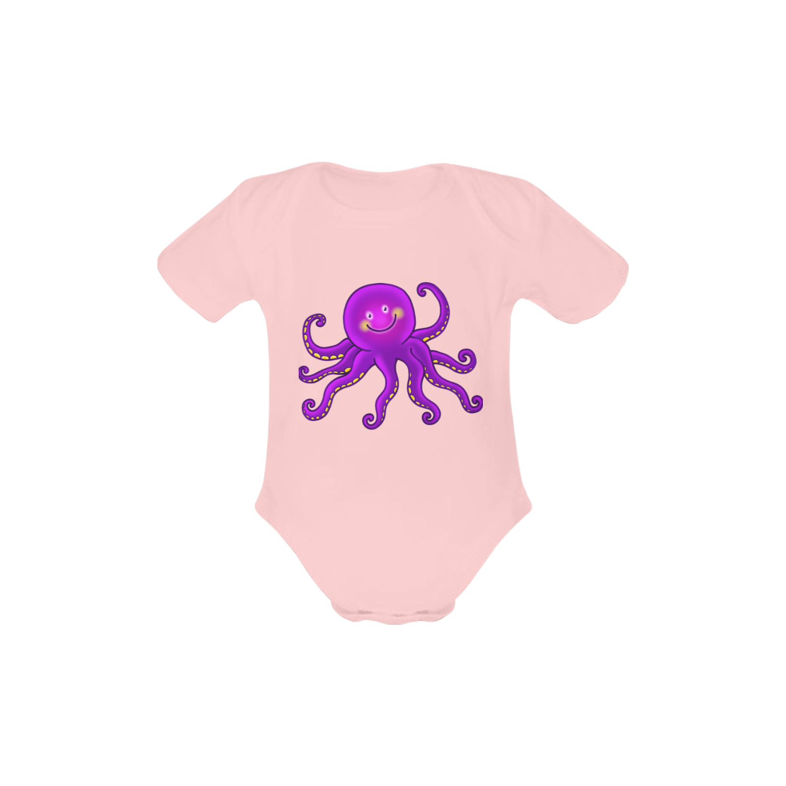 Octopus Sealife Cartoon Baby Powder Organic Short Sleeve One Piece (Model T28)