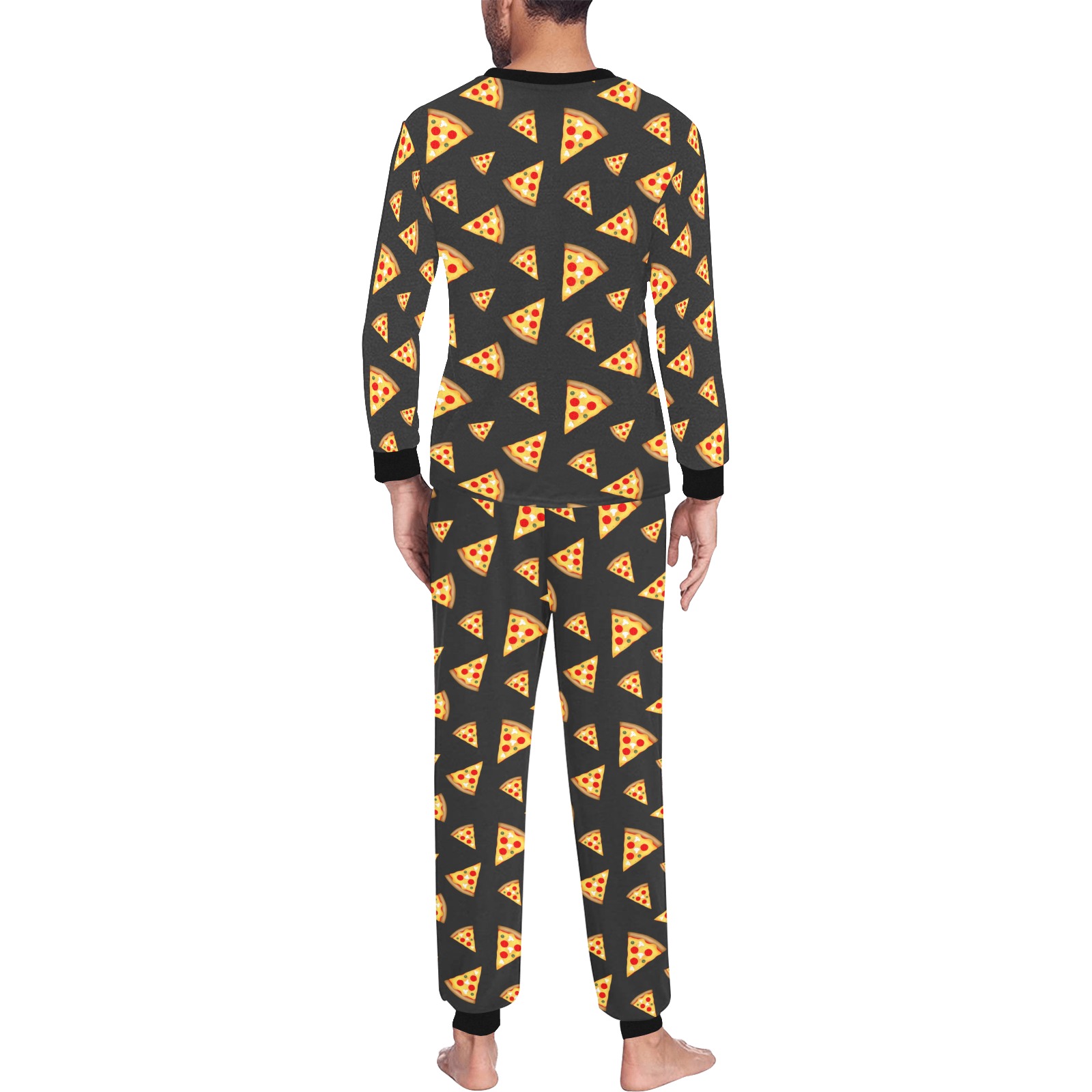 Cool and fun pizza slices dark gray pattern Men's All Over Print Pajama Set