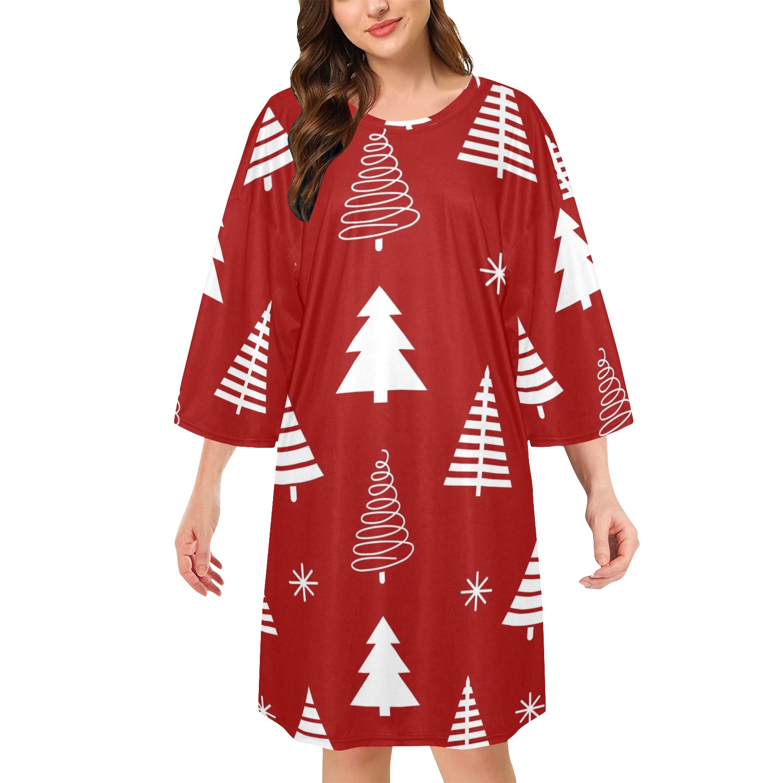 Christmas Trees 2 Women's Oversized Sleep Tee (Model T74)