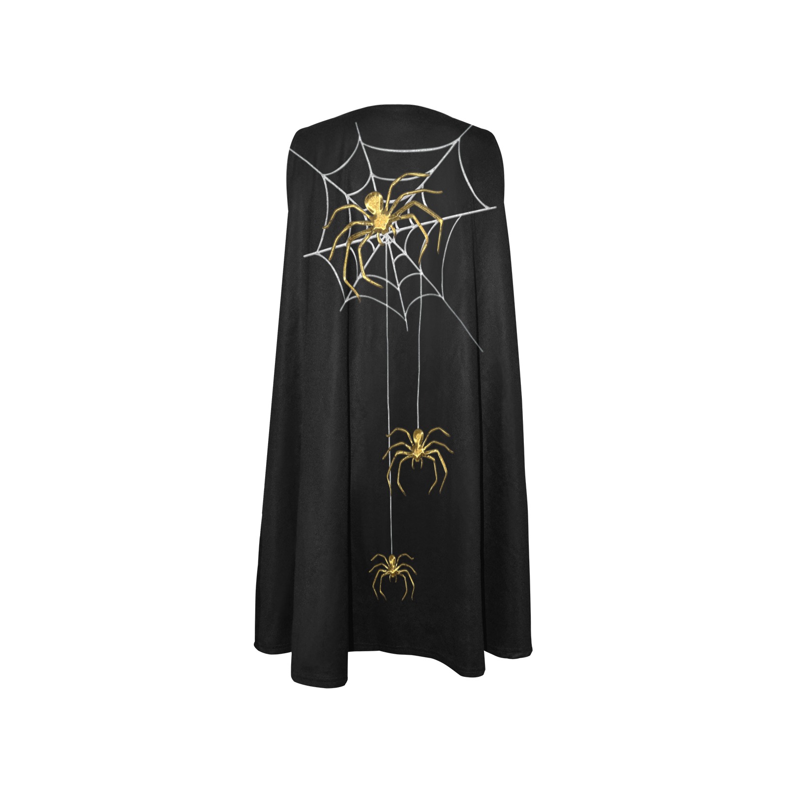Spiders in the Cobweb Contour Gold Silver Sleeveless A-Line Pocket Dress (Model D57)