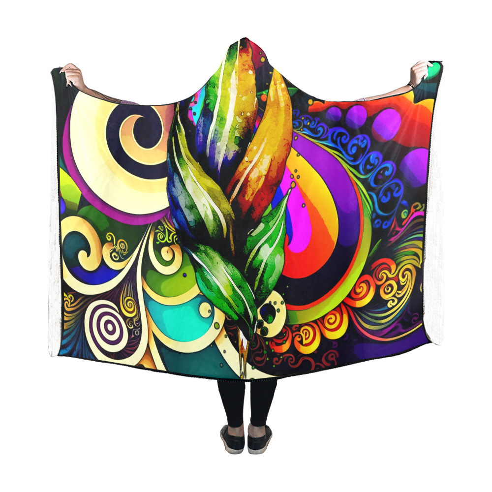 Mardi Gras Colorful New Orleans Hooded Blanket 60''x50''