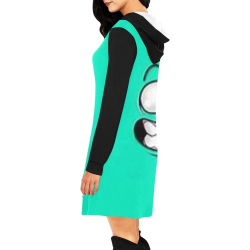 Embarrassed Face HOODIE DRESS All Over Print Hoodie Mini Dress (Model H27)