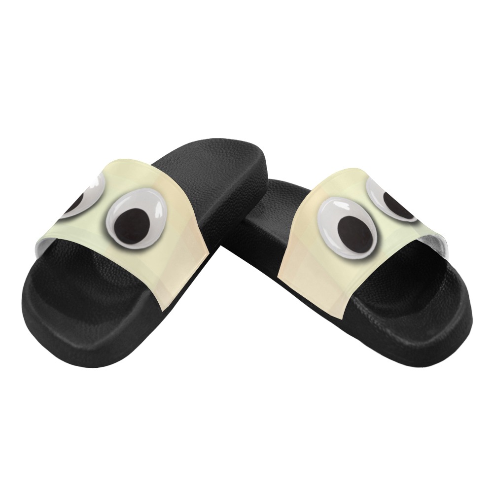 Large Funny Googly Eyes Men's Slide Sandals (Model 057)
