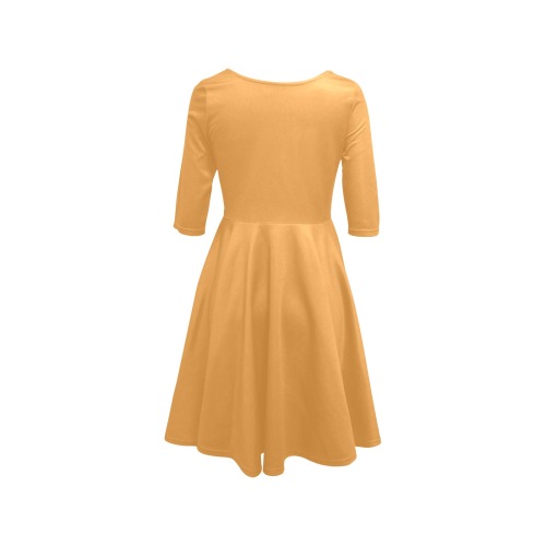 color butterscotch Half Sleeve Skater Dress (Model D61)