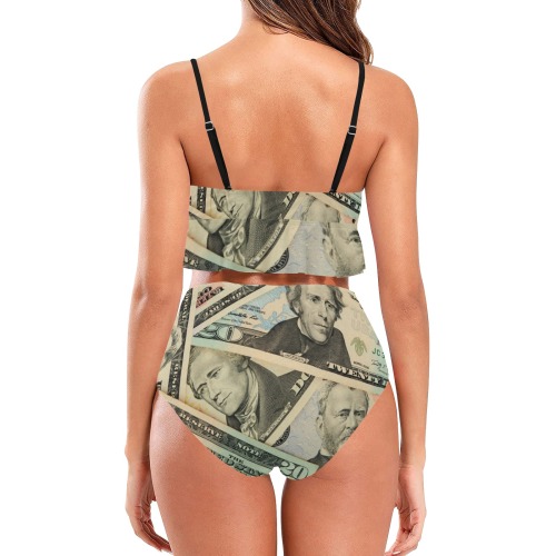 US PAPER CURRENCY Ruffle Hem Bikini Swimsuit (Model S35)