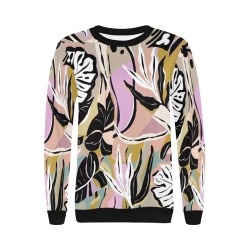 Tropical modern simple graphic Women's Rib Cuff Crew Neck Sweatshirt (Model H34)