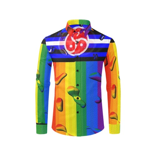 BDSM Pride Flag Pop Art by Nico Bielow Men's All Over Print Casual Dress Shirt (Model T61)