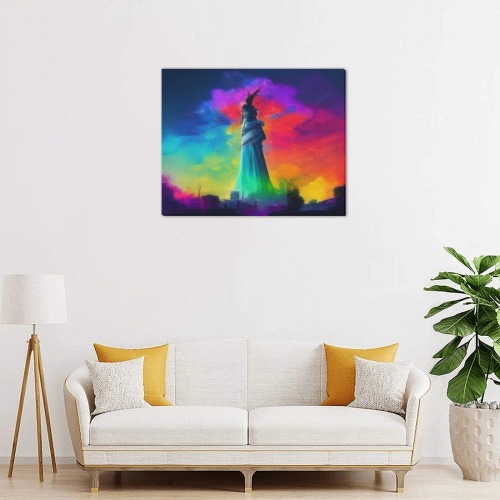 psychedelic statue of liberty 4 Frame Canvas Print 20"x16"