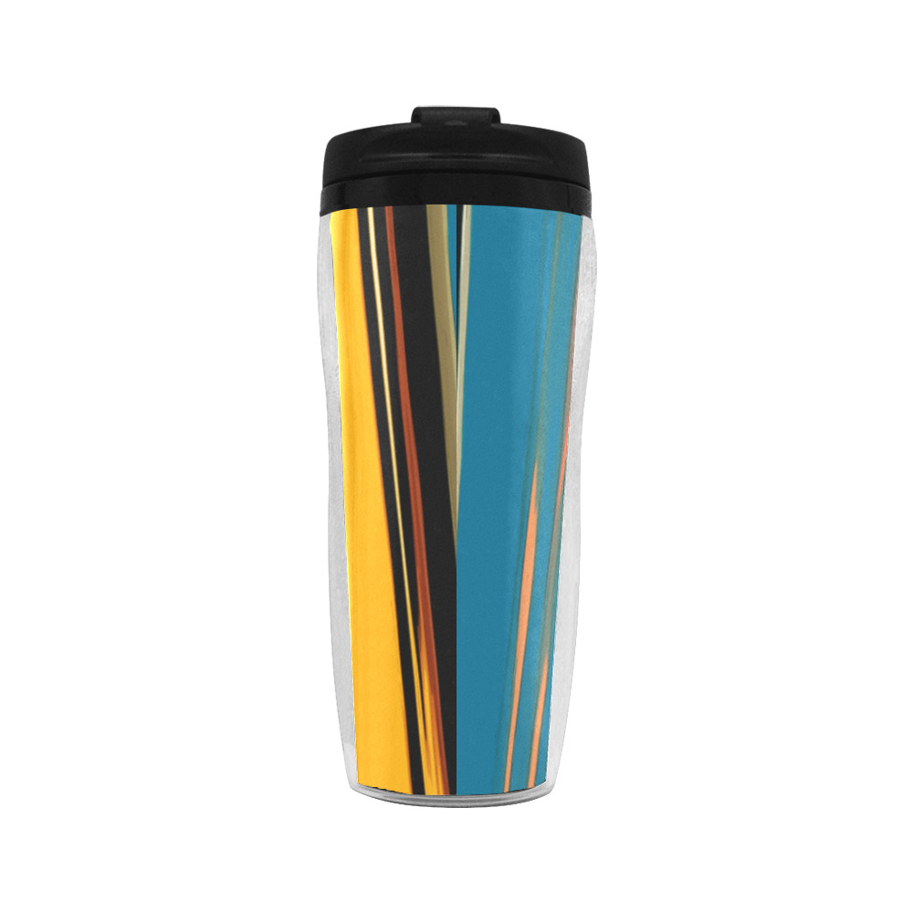 Black Turquoise And Orange Go! Abstract Art Reusable Coffee Cup (11.8oz)